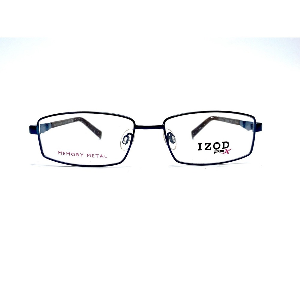 NEW IZOD PFX Blue Metallic Rectangular Glasses Brown Temples X 519 54 16 135